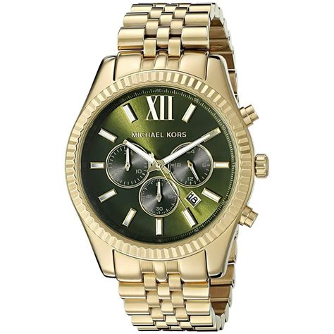 michael kors mens gold watch green face|Michael Kors runway chronograph watch.